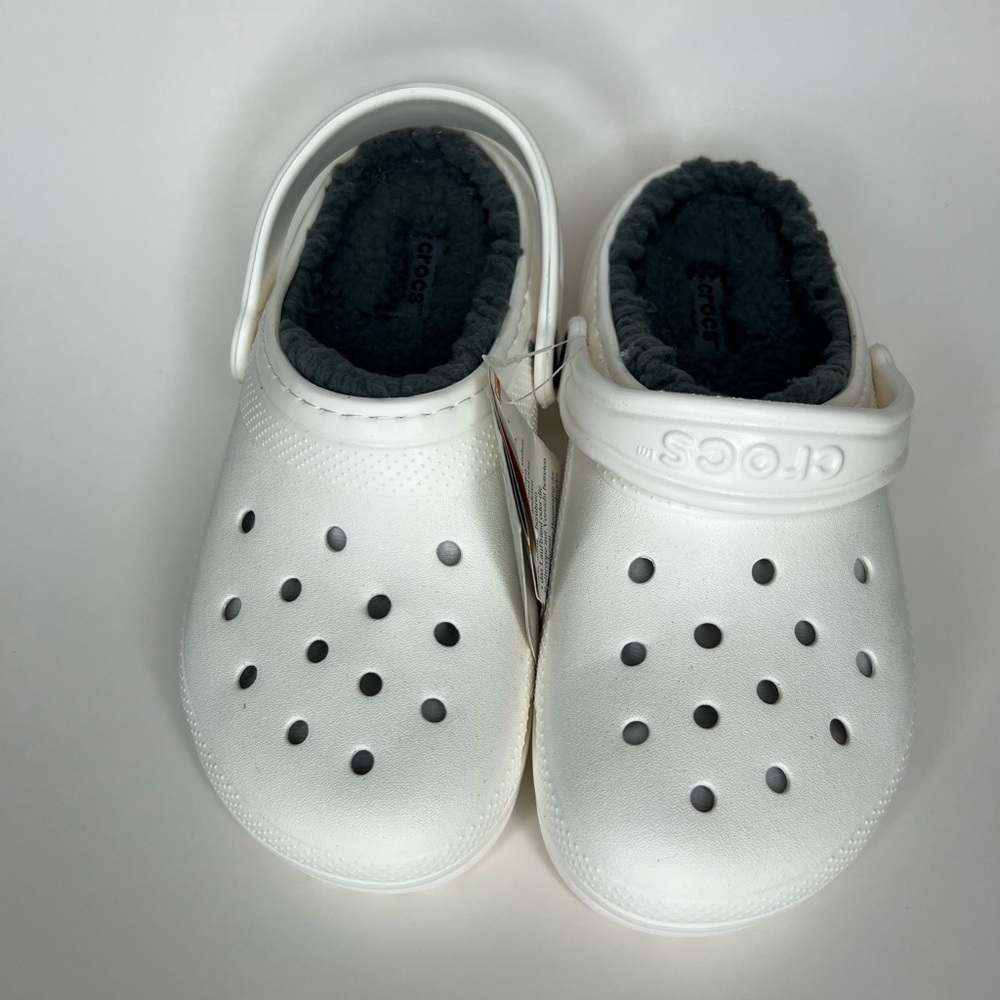 Crocs lined clog, white, youth size 2